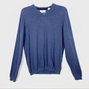 Weatherproof Navy Cotton-Cashmere Vneck Sweater
